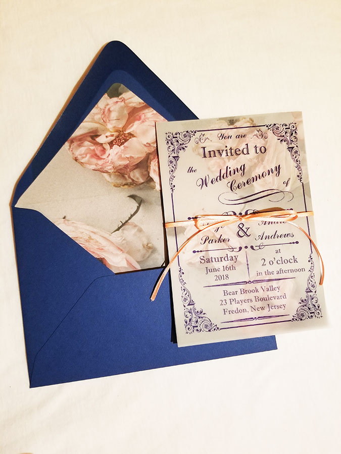 Rose vellum invite from Couture By Invitation